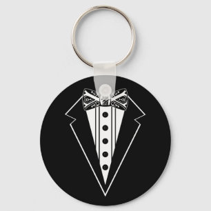 Black and White Bow Tie with Tux Key Ring