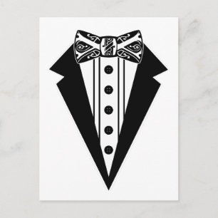 Black and White Bow Tie with Tux Postcard