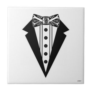 Black and White Bow Tie with Tux Tile