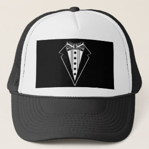 Black and White Bow Tie with Tux Trucker Hat