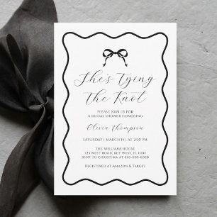 Black and White Bow Tying the Knot Bridal Shower Invitation