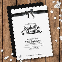 Black and White Bow Watercolor Minimalist  Wedding