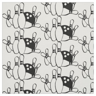 Black and White Bowling Abstract Pattern Fabric