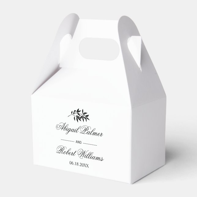 Black and white branch Old Money wedding Favour Box (Front Side)