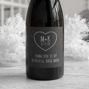 Black and White Bridal Party Thank You Wine Label