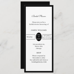 Black And White Bridal Shower  Invitation