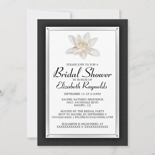 Black and White Bridal Shower Invitations (Front)