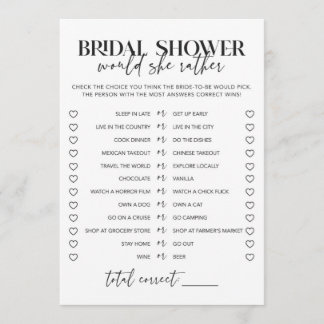 Black and White Bridal Shower Would She Rather