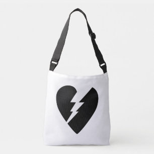 Black and White Broken Heart Vector Art Crossbody Bag