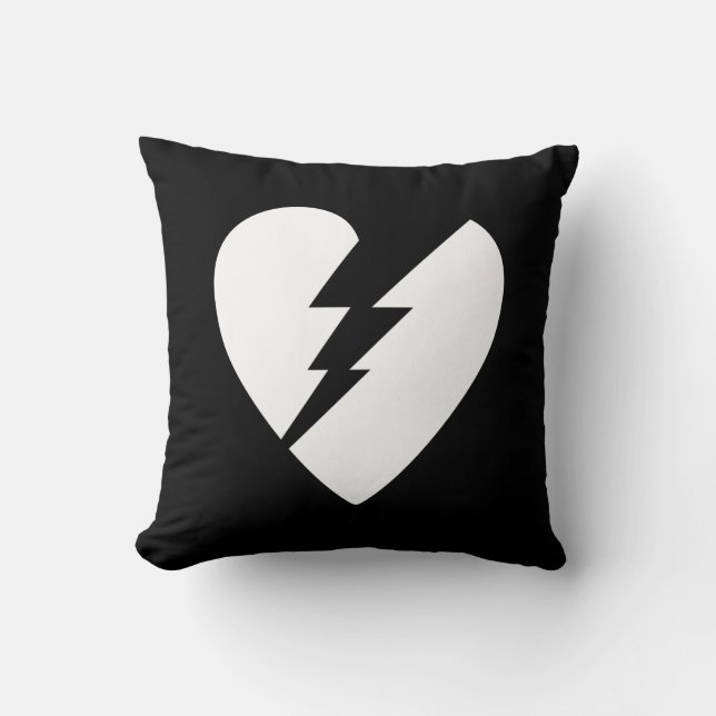 Black and White Broken Heart Vector Art Cushion (Front)
