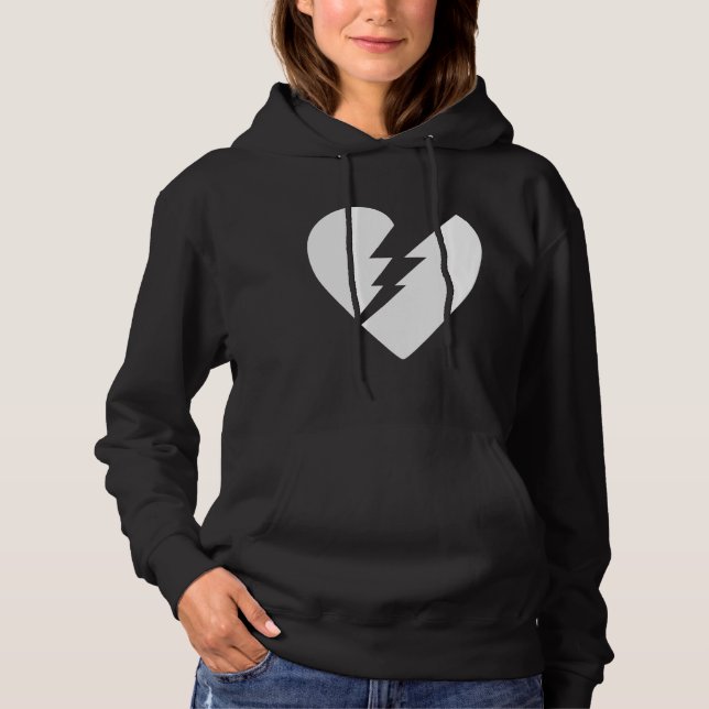 Black and White Broken Heart Vector Art Hoodie (Front)