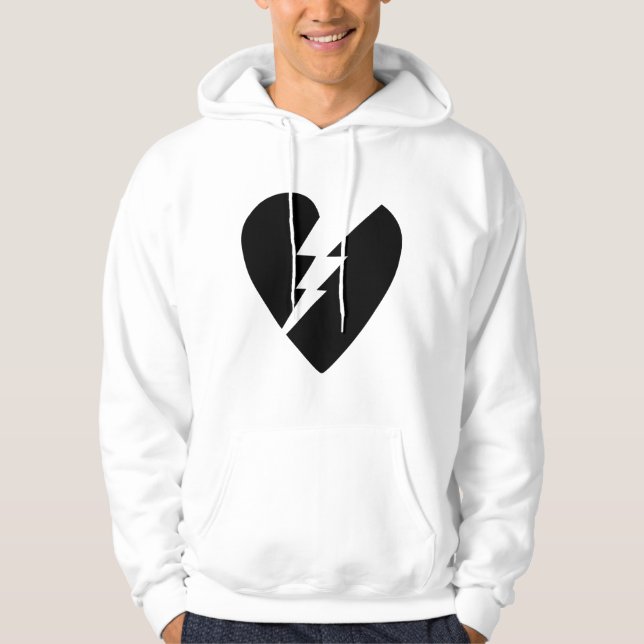 Black and White Broken Heart Vector Art Hoodie (Front)
