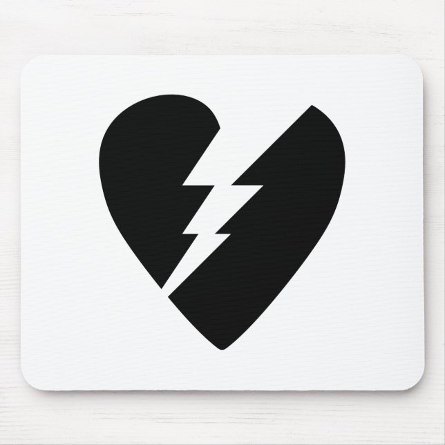 Black and White Broken Heart Vector Art Mouse Pad (Front)