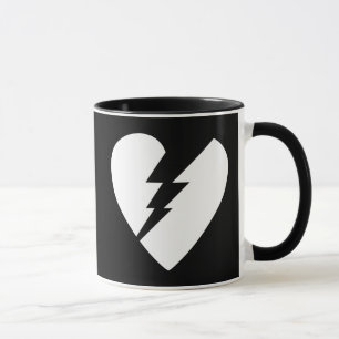 Black and White Broken Heart Vector Art Mug