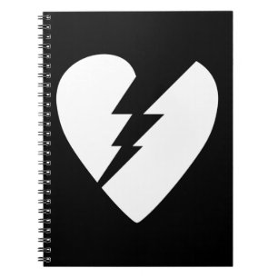 Black and White Broken Heart Vector Art Notebook