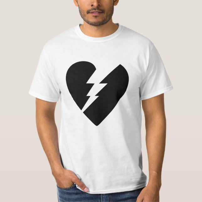 Black and White Broken Heart Vector Art T-Shirt (Front)