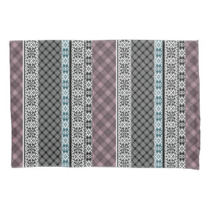 Black and white brown patchwork lace pillowcase