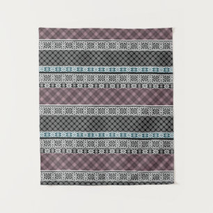 Black and white brown patchwork lace tapestry