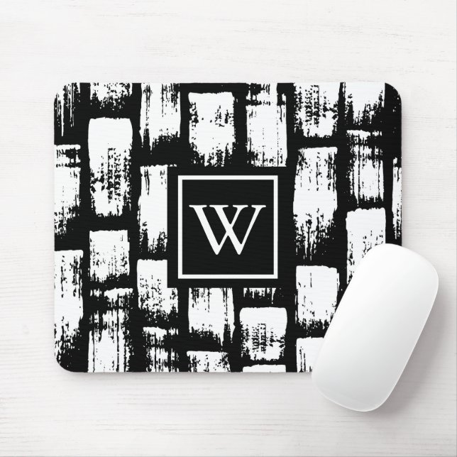 Black and White Brush Abstract Mouse Pad (With Mouse)
