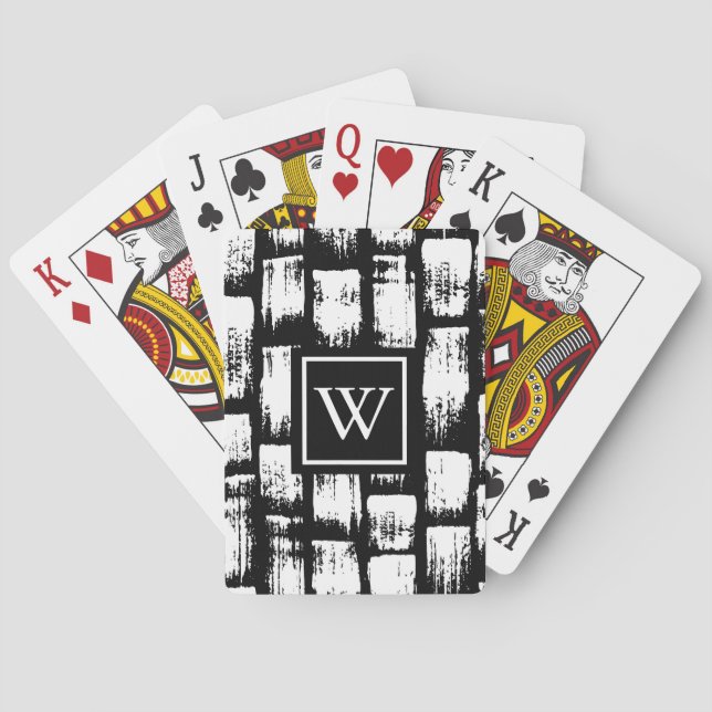 Black and White Brush Abstract Playing Cards (Back)