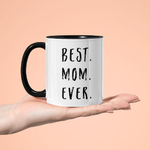 Black and White Brush Lettering Best Mom Ever Two-Tone Coffee Mug