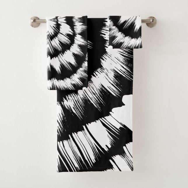 Black and White brushed  Bath Towel Set (Insitu)