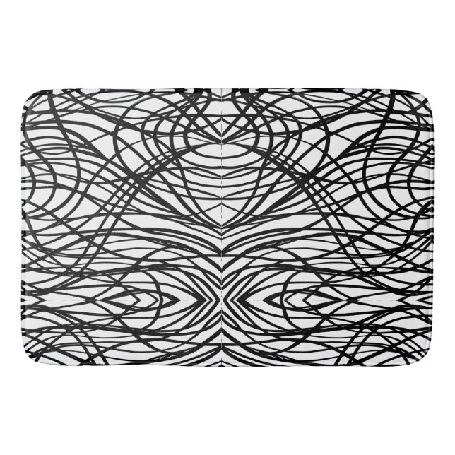 Black and White brushed grunge Bath Mat (Front)