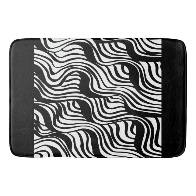 Black and White brushed pattern Bath Mat (Front)