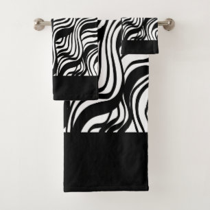 Black and White brushed pattern Bath Towel Set