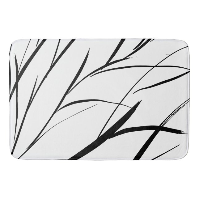 Black and White brushed texture  Bath Mat (Front)