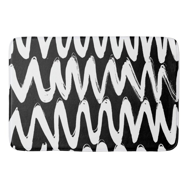 Black and White brushed texture  Bath Mat (Front)