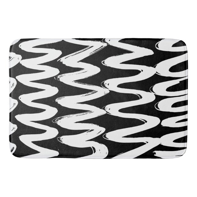Black and White brushed texture Bath Mat (Front)