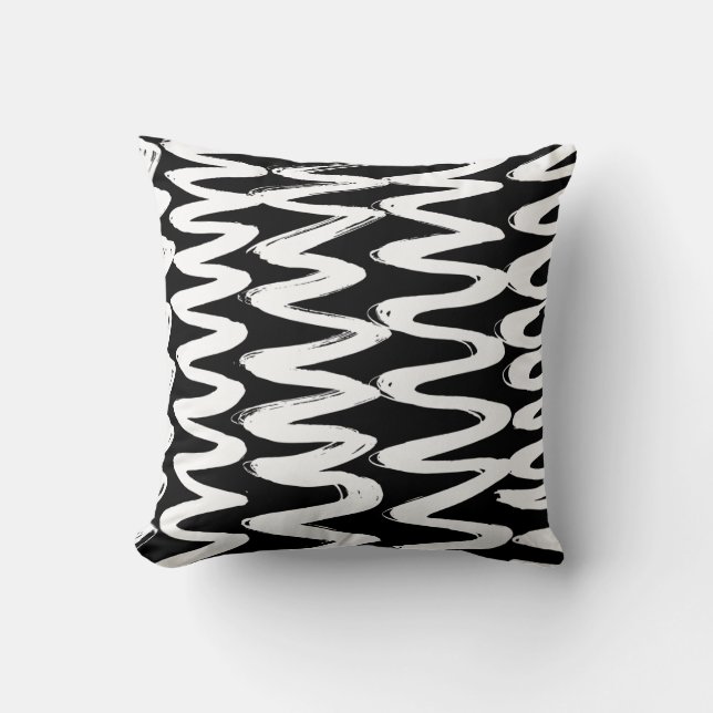 Black and White brushed texture  Cushion (Front)