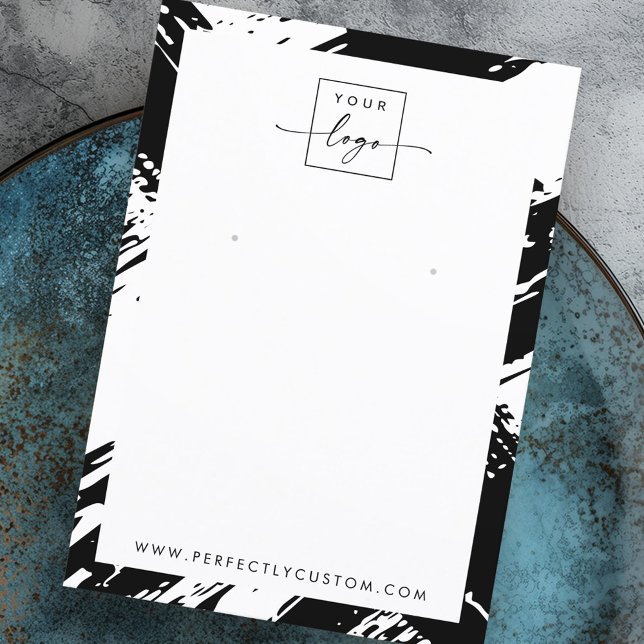 Black and white brushstrokes earring display card (Black and white brushstrokes earring display card)