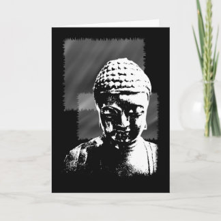black and white buddha card