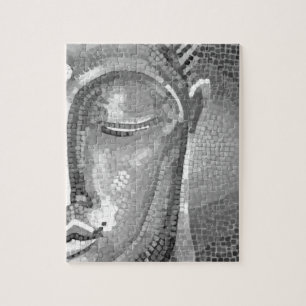 Black and White Buddha Face Jigsaw Puzzle