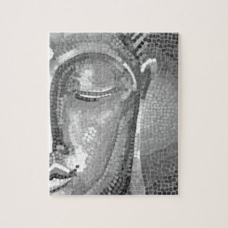Black and White Buddha Face Jigsaw Puzzle