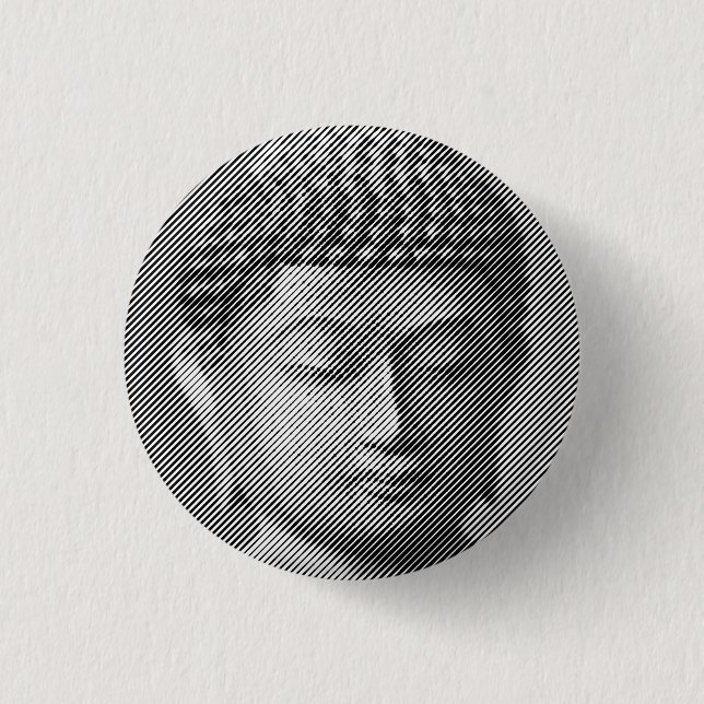 Black And White Buddha Face Statue Formed By Lines 3 Cm Round Badge (Front)