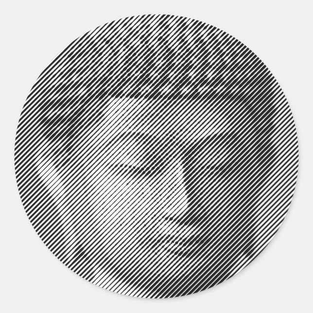 Black And White Buddha Face Statue Formed By Lines Classic Round Sticker (Front)