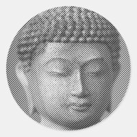 Black And White Buddha Face Statue Formed By Lines