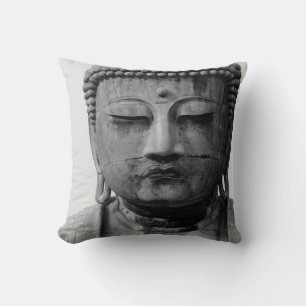 Black and White Buddha With Grey Backing Cushion