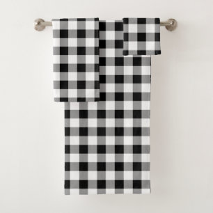 Black and White Buffalo Check Bath Towel Set