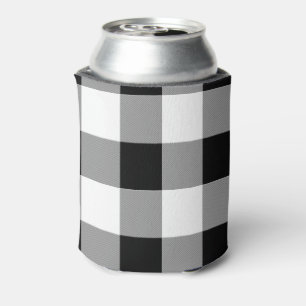 Black and White Buffalo Check Can Cooler