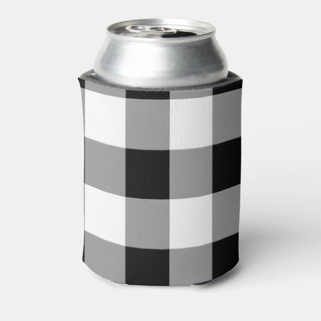 Black and White Buffalo Check Can Cooler (Can Back)