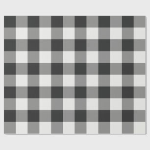 Black and White Buffalo Check Christmas Plaid Wrapping Paper