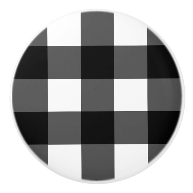 Black and White Buffalo Check Furniture Knob (Front)