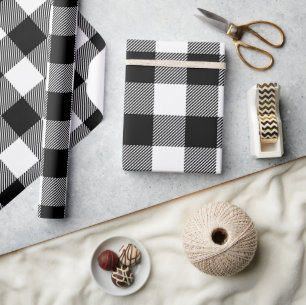 Black and White Buffalo Check Holiday Wrapping Paper
