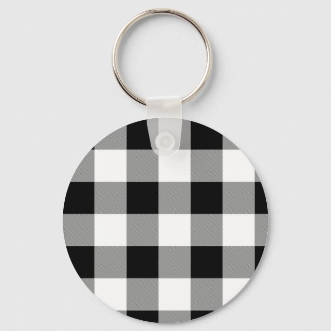 Black and White Buffalo Check Key Ring (Front)