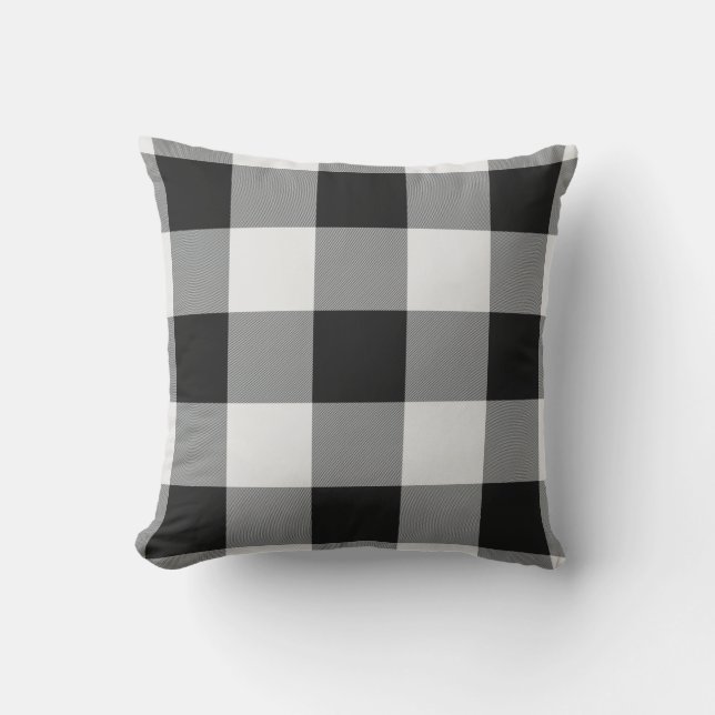 Black and White Buffalo Check Pattern Cushion (Front)