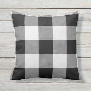 Black and White Buffalo Check Pattern Cushion